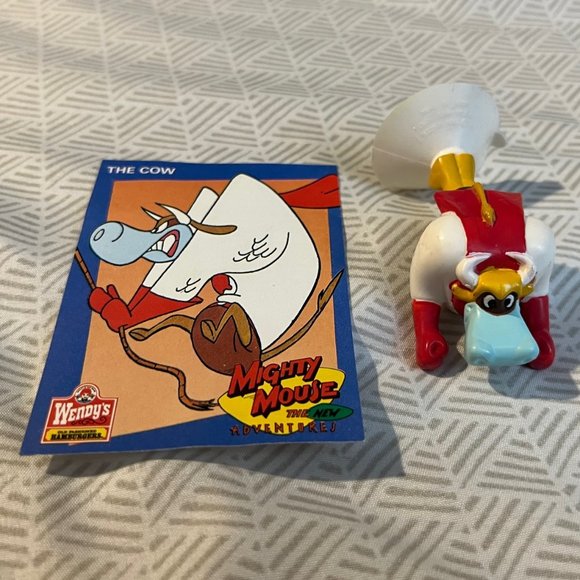 Vintage Rare 1989 Wendy's Kids Toys Mighty Mouse Cartoon Suction Cup Figures 3” - Picture 4 of 8